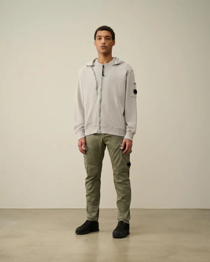 Man Cotton Fleece Hooded Sweatshirt Drizzle Grey CP Company Sweatshirts