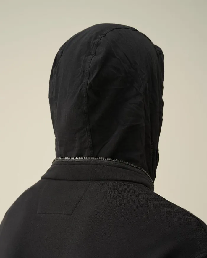 Man Cotton Fleece Zipped Sweatshirt Black CP Company Sweatshirts