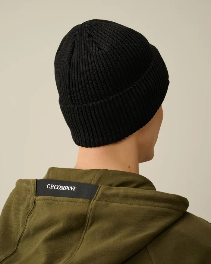 Man Cotton Goggle Beanie Black CP Company Hats