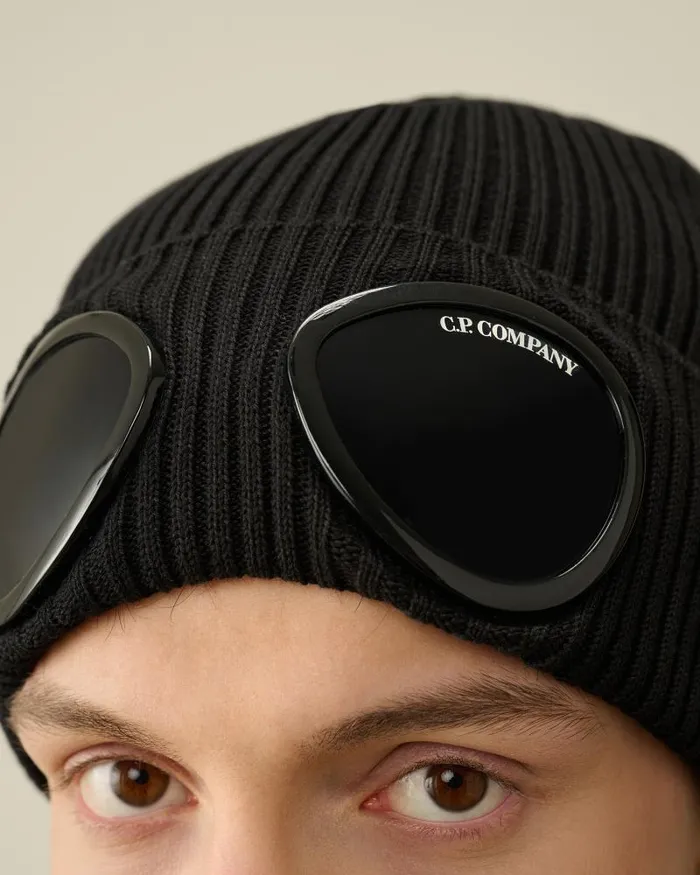 Man Cotton Goggle Beanie Black CP Company Hats