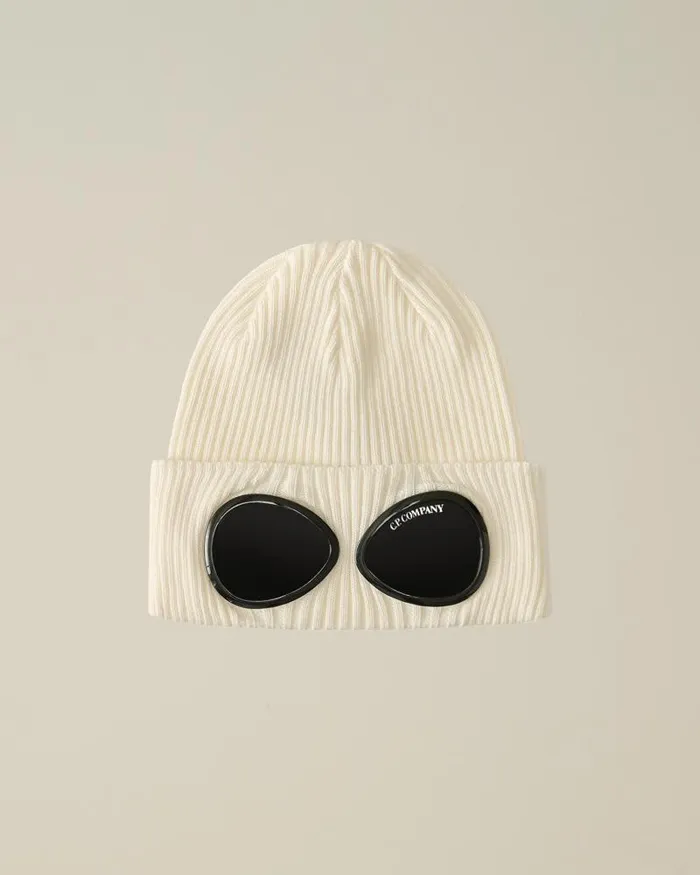 Man Cotton Goggle Beanie Gauze White CP Company Hats
