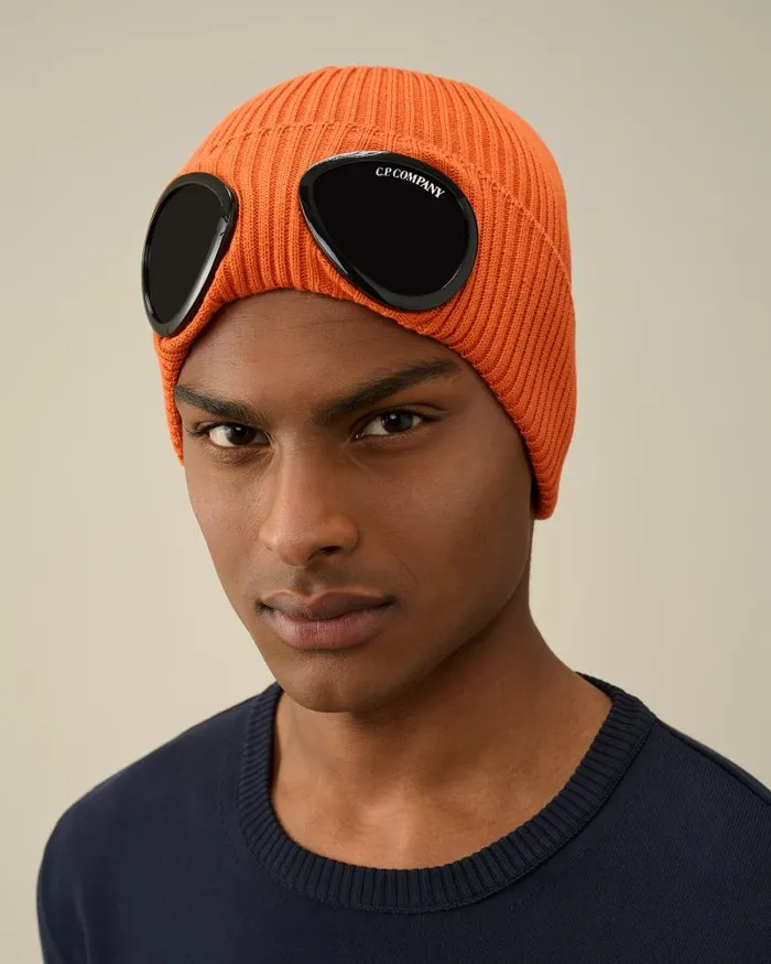 Man Cotton Goggle Beanie Gold Flame 8211 Orange CP Company Hats