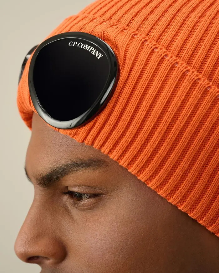 Man Cotton Goggle Beanie Gold Flame 8211 Orange CP Company Hats