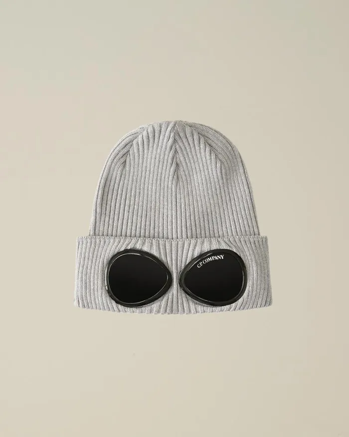 Man Cotton Goggle Beanie Grey Melange CP Company Hats