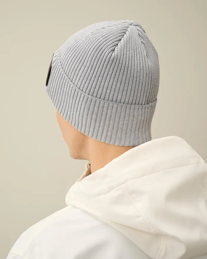 Man Cotton Goggle Beanie Grey Melange CP Company Hats