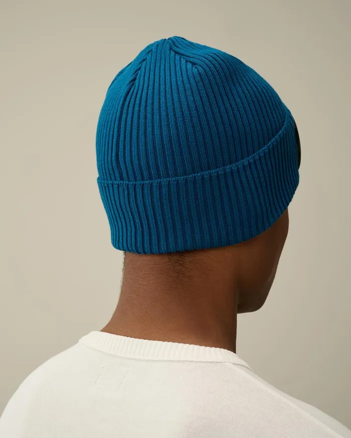 Man Cotton Goggle Beanie Ink Blue CP Company Hats