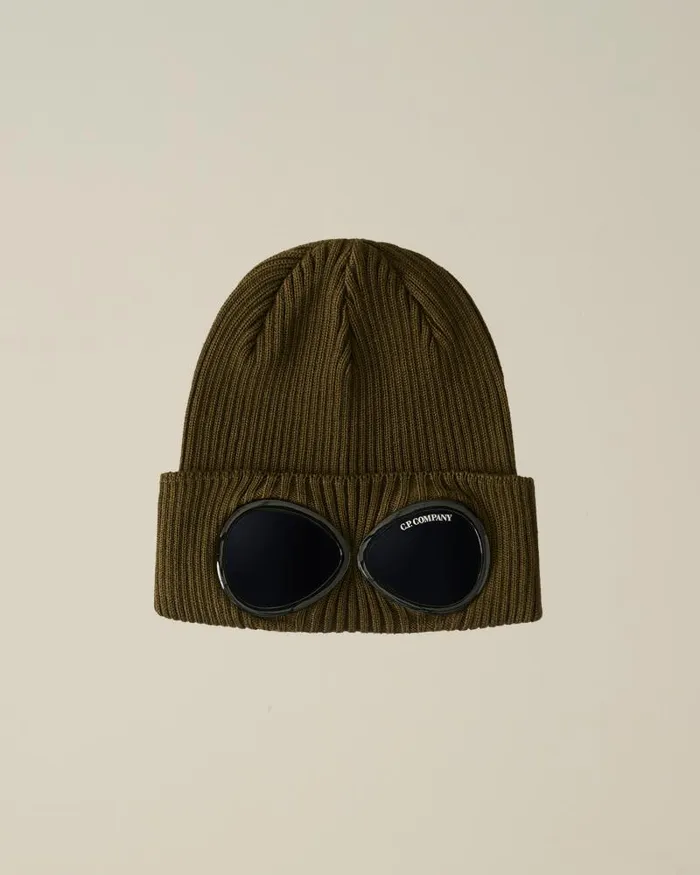 Man Cotton Goggle Beanie Ivy Green CP Company Hats