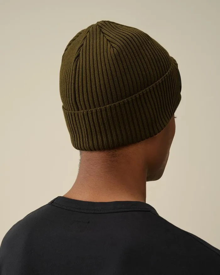 Man Cotton Goggle Beanie Ivy Green CP Company Hats