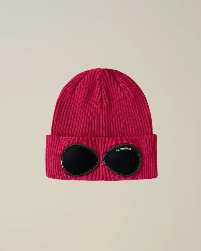 Man Cotton Goggle Beanie Red Bud CP Company Hats