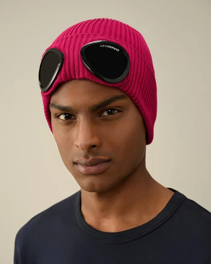 Man Cotton Goggle Beanie Red Bud CP Company Hats