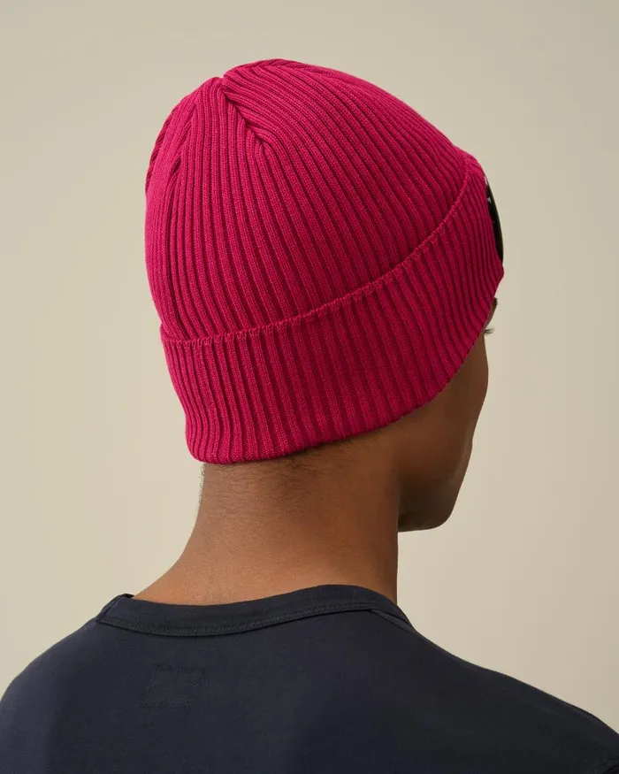 Man Cotton Goggle Beanie Red Bud CP Company Hats