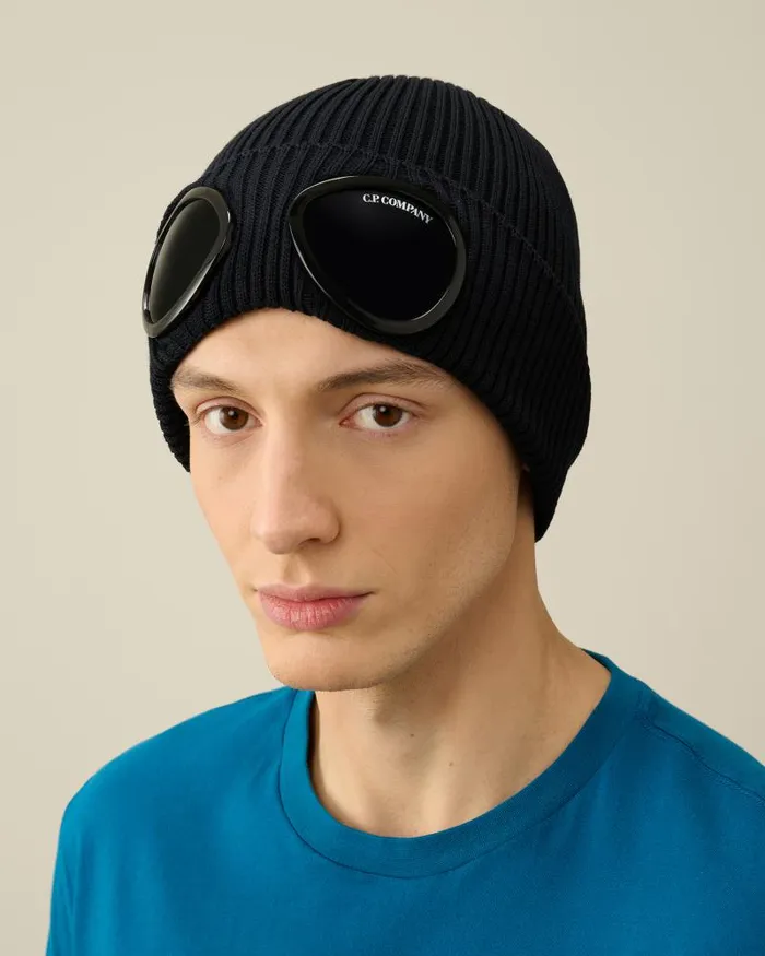 Man Cotton Goggle Beanie Total Eclipse 8211 Blue CP Company Hats