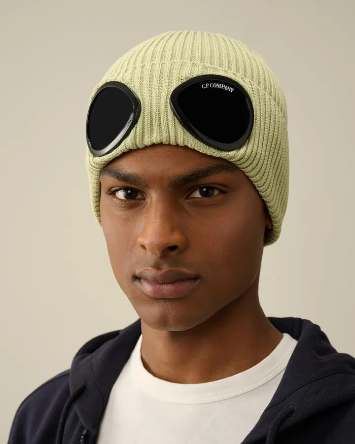 Man Cotton Goggle Beanie White Pear CP Company Hats