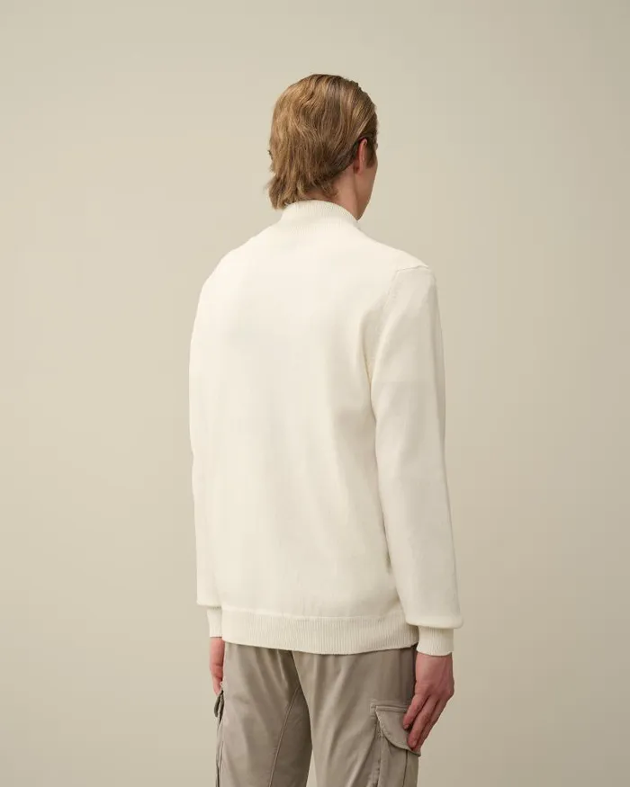 Man Cotton Mixed Bomber Knit Gauze White CP Company Jumpers