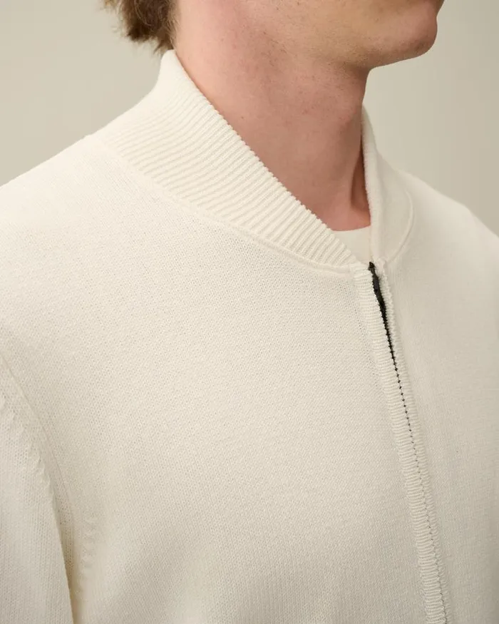 Man Cotton Mixed Bomber Knit Gauze White CP Company Jumpers