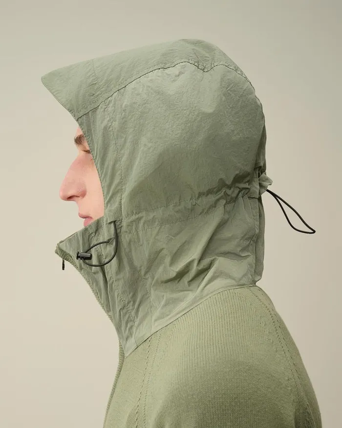Man Cotton Mixed Hooded Knit Agave Green CP Company Jumpers