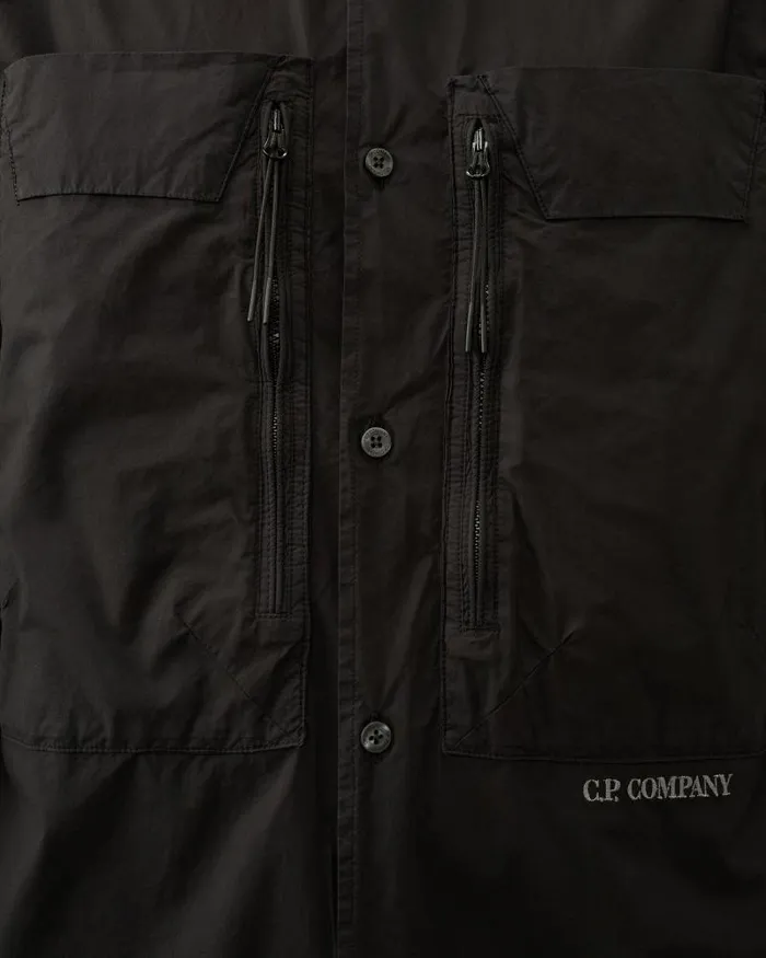 Man Cotton Popeline Overshirt Black CP Company Overshirt