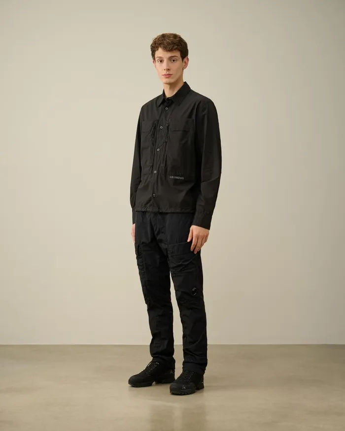 Man Cotton Popeline Overshirt Black CP Company Overshirt