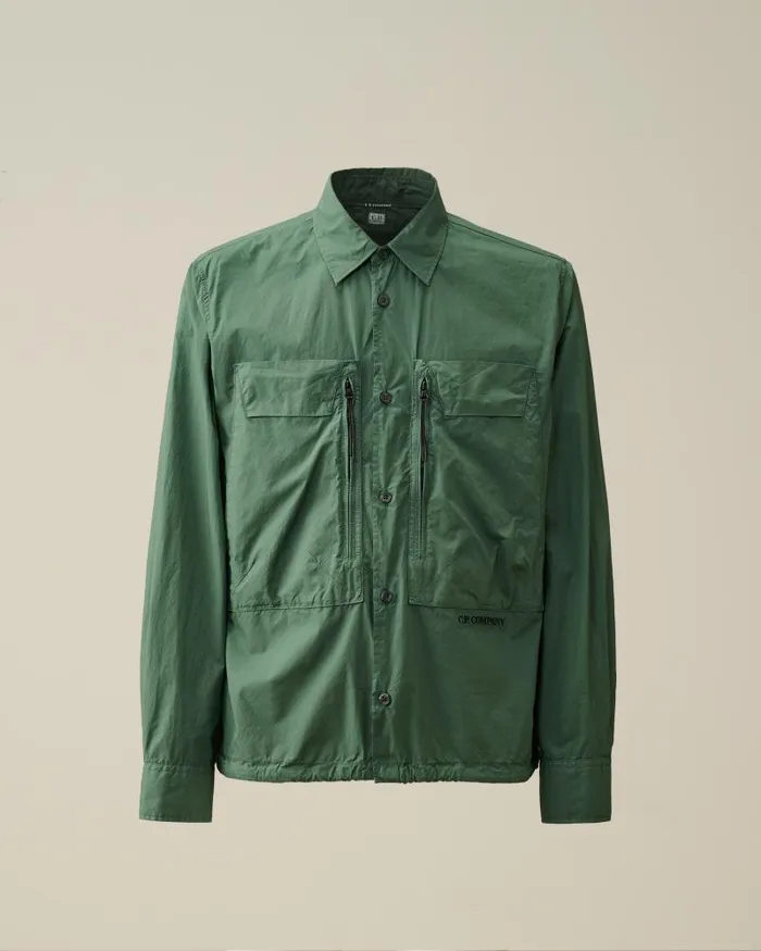Man Cotton Popeline Overshirt Duck Green CP Company Overshirt