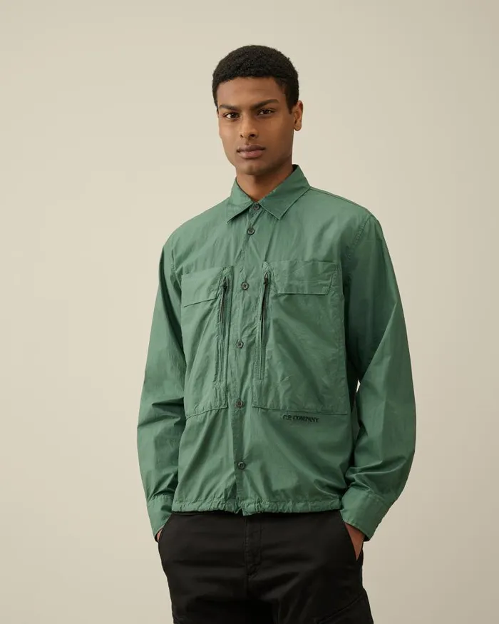 Man Cotton Popeline Overshirt Duck Green CP Company Overshirt