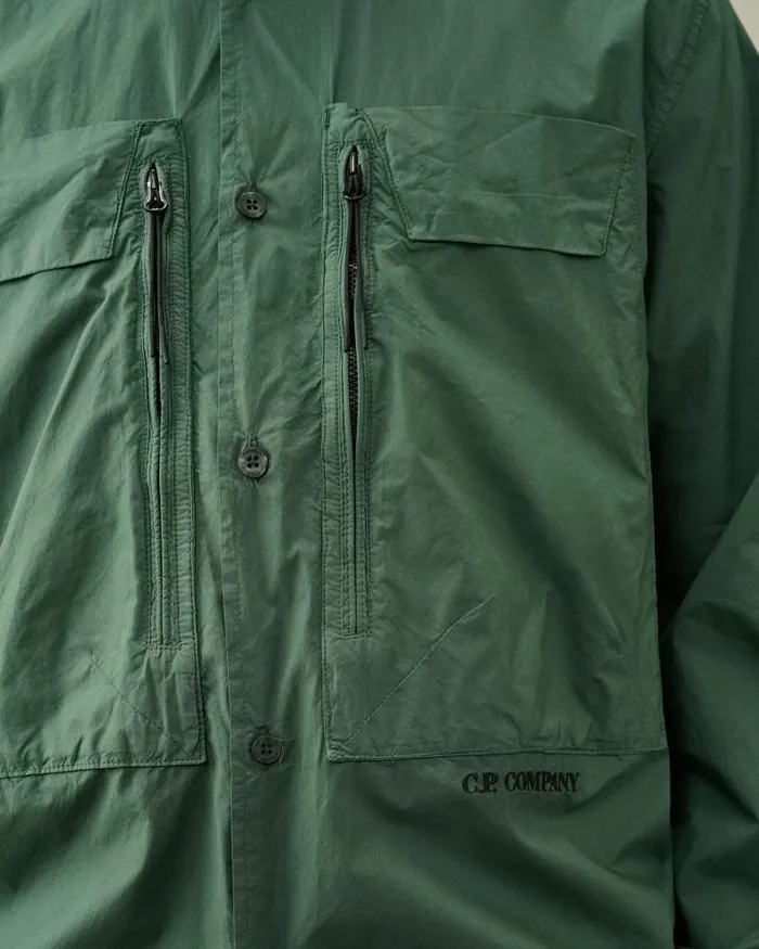 Man Cotton Popeline Overshirt Duck Green CP Company Overshirt