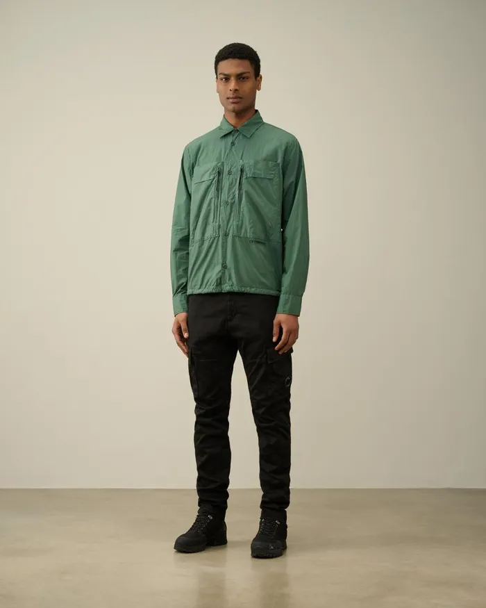 Man Cotton Popeline Overshirt Duck Green CP Company Overshirt