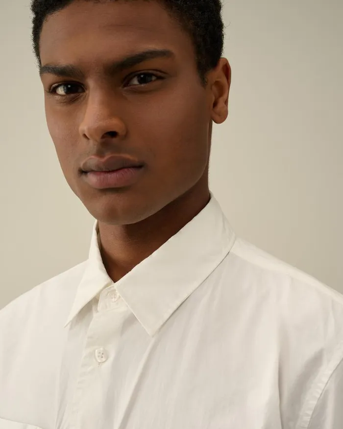Man Cotton Popeline Overshirt Gauze White CP Company Overshirt