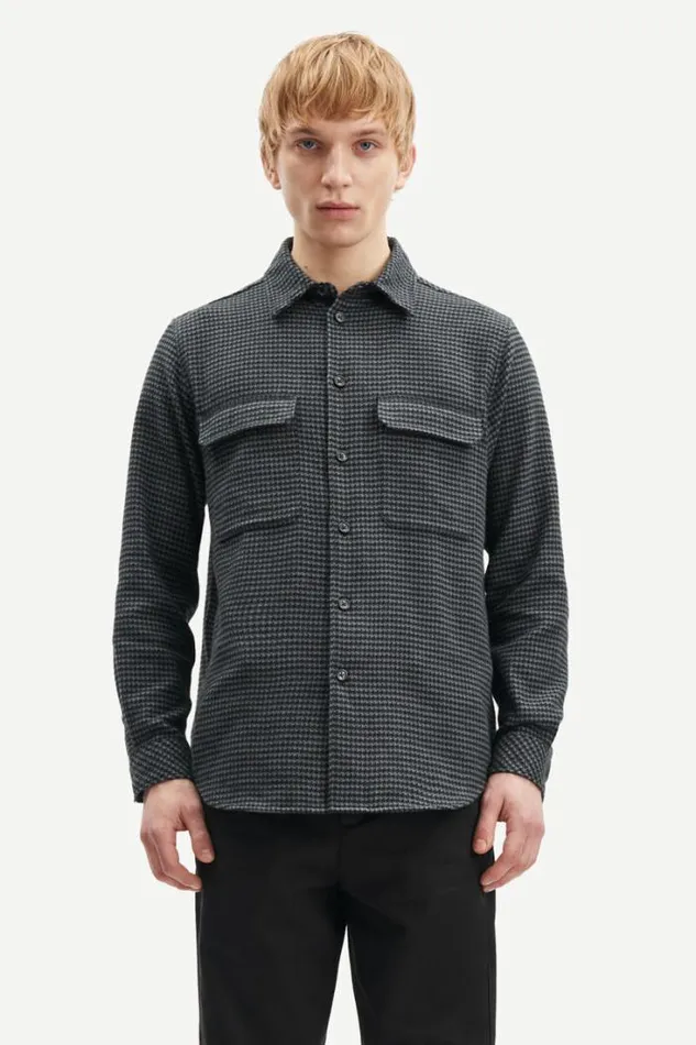 Man Damon E Shirt 14424 Grey Houndstooth Samse Samse Shirts
