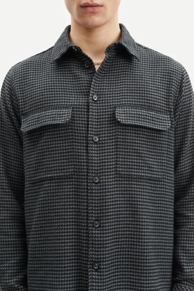 Man Damon E Shirt 14424 Grey Houndstooth Samse Samse Shirts