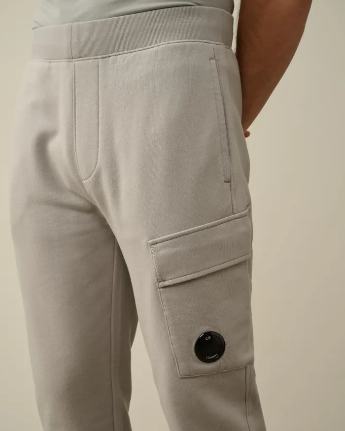 Man Diagonal Raised Fleece Cargo Sweatpants Drizzle Grey CP Company Tracksuits and Shorts
