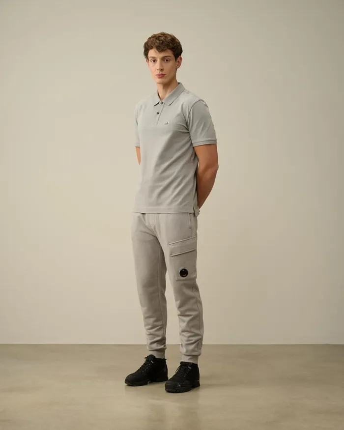 Man Diagonal Raised Fleece Cargo Sweatpants Drizzle Grey CP Company Tracksuits and Shorts