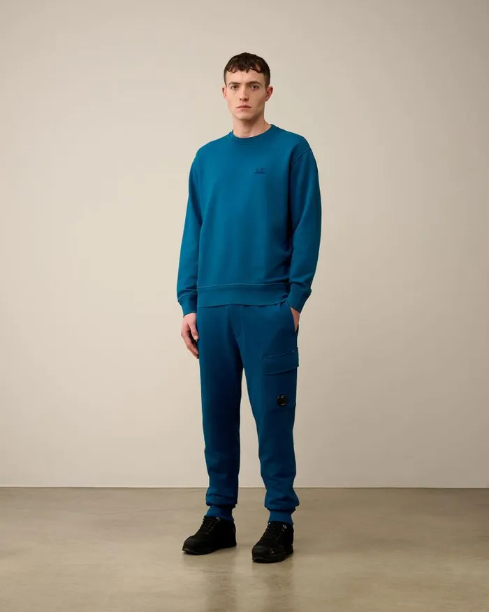 Man Diagonal Raised Fleece Cargo Sweatpants Ink Blue CP Company Tracksuits and Shorts