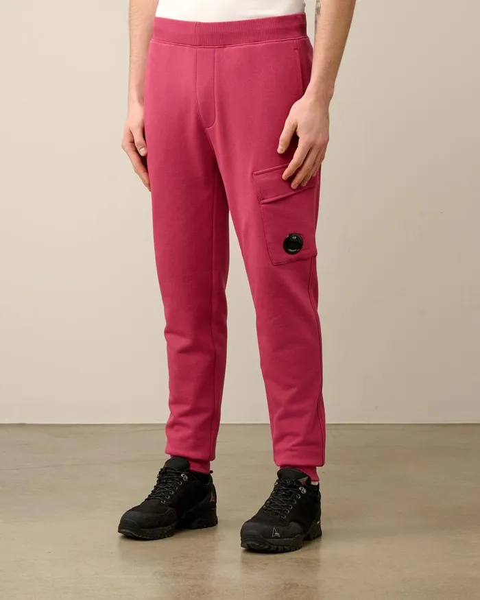 Man Diagonal Raised Fleece Cargo Sweatpants Red Bud CP Company Tracksuits and Shorts