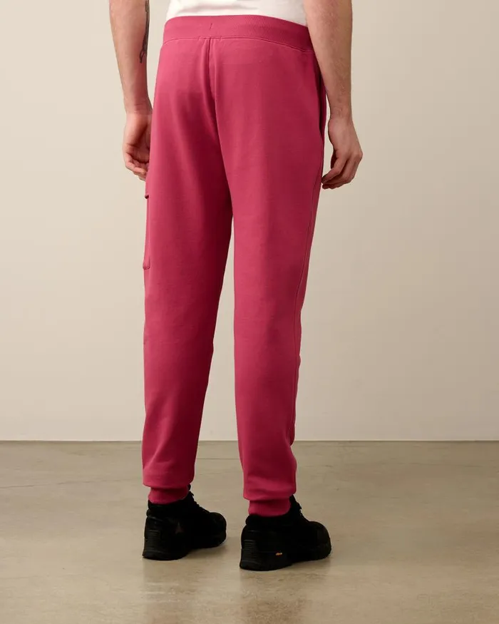 Man Diagonal Raised Fleece Cargo Sweatpants Red Bud CP Company Tracksuits and Shorts