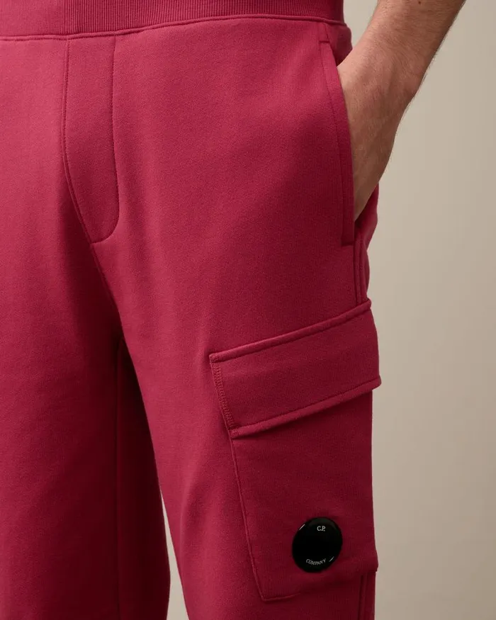 Man Diagonal Raised Fleece Cargo Sweatpants Red Bud CP Company Tracksuits and Shorts