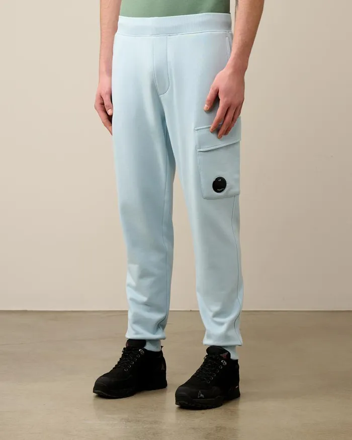 Man Diagonal Raised Fleece Cargo Sweatpants Starlight Blue CP Company Tracksuits and Shorts