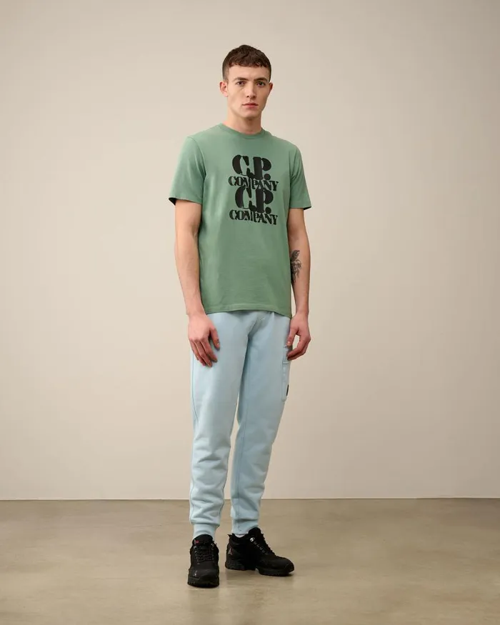 Man Diagonal Raised Fleece Cargo Sweatpants Starlight Blue CP Company Tracksuits and Shorts