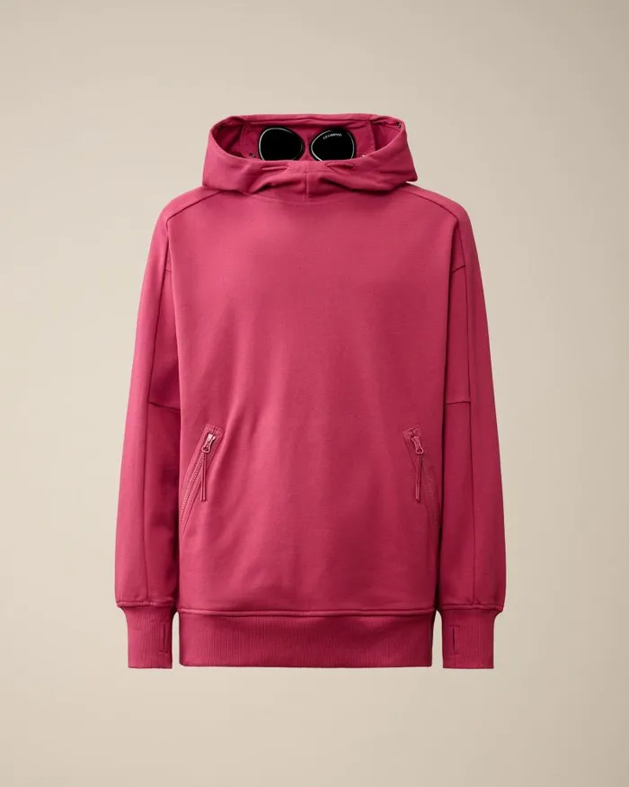 Man Diagonal Raised Fleece Goggle Hoodie Red Bud CP Company Sweatshirts