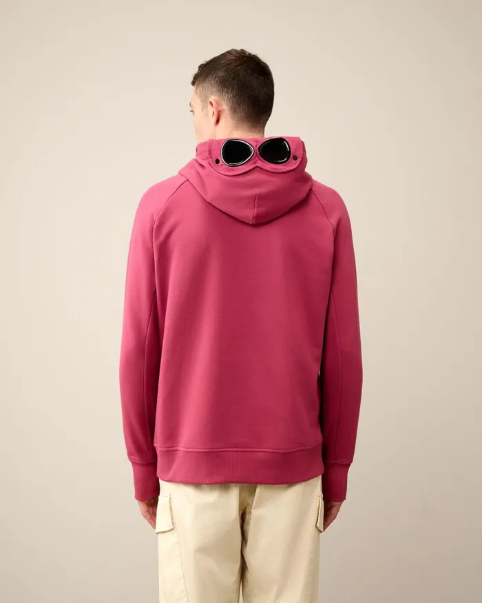 Man Diagonal Raised Fleece Goggle Hoodie Red Bud CP Company Sweatshirts