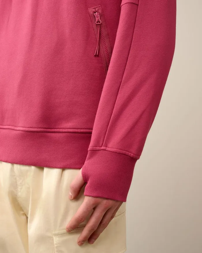Man Diagonal Raised Fleece Goggle Hoodie Red Bud CP Company Sweatshirts