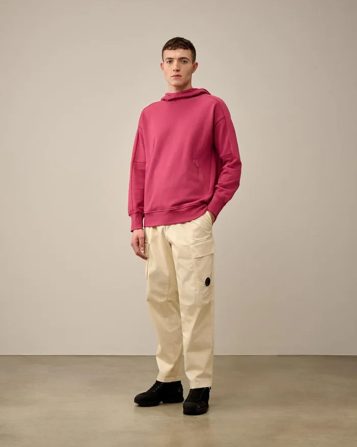 Man Diagonal Raised Fleece Goggle Hoodie Red Bud CP Company Sweatshirts