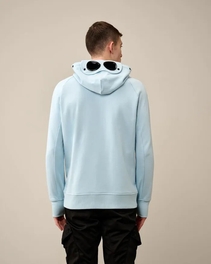 Man Diagonal Raised Fleece Goggle Hoodie Starlight Blue CP Company Sweatshirts