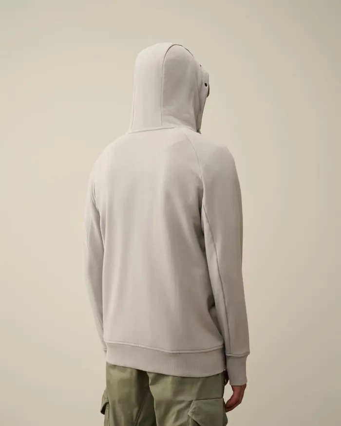 Man Diagonal Raised Fleece Goggle Zipped Hoodie Drizzle Grey CP Company Sweatshirts