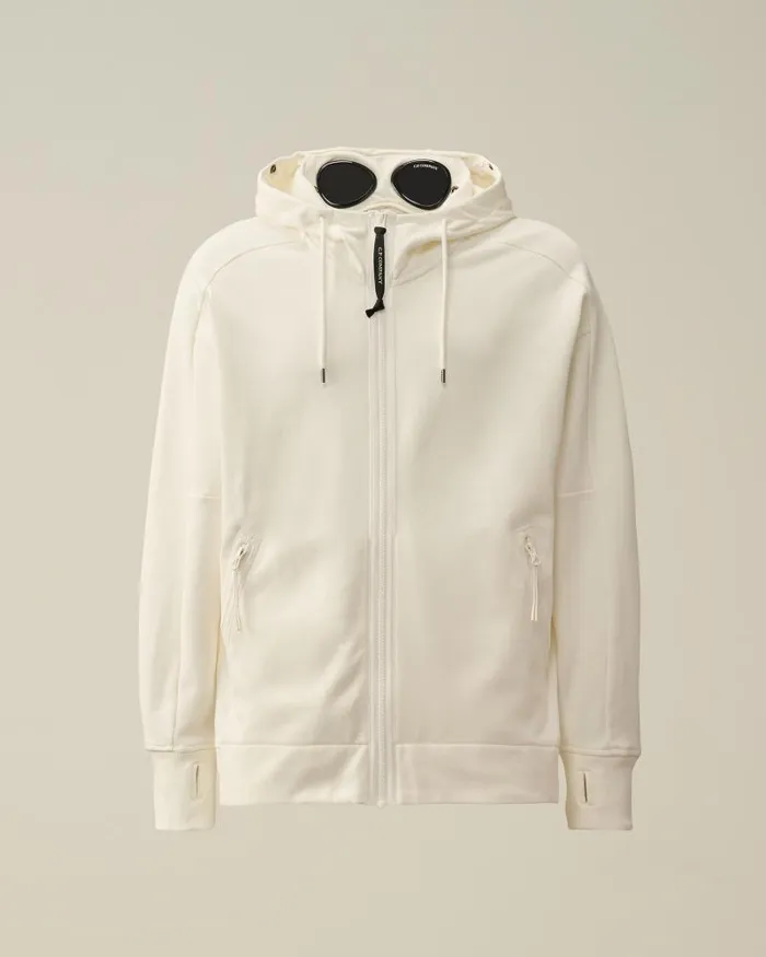 Man Diagonal Raised Fleece Goggle Zipped Hoodie Gauze White CP Company Sweatshirts Man Diagonal Raised Fleece Goggle Zipped Hoodie Gauze White CP Company Sweatshirts