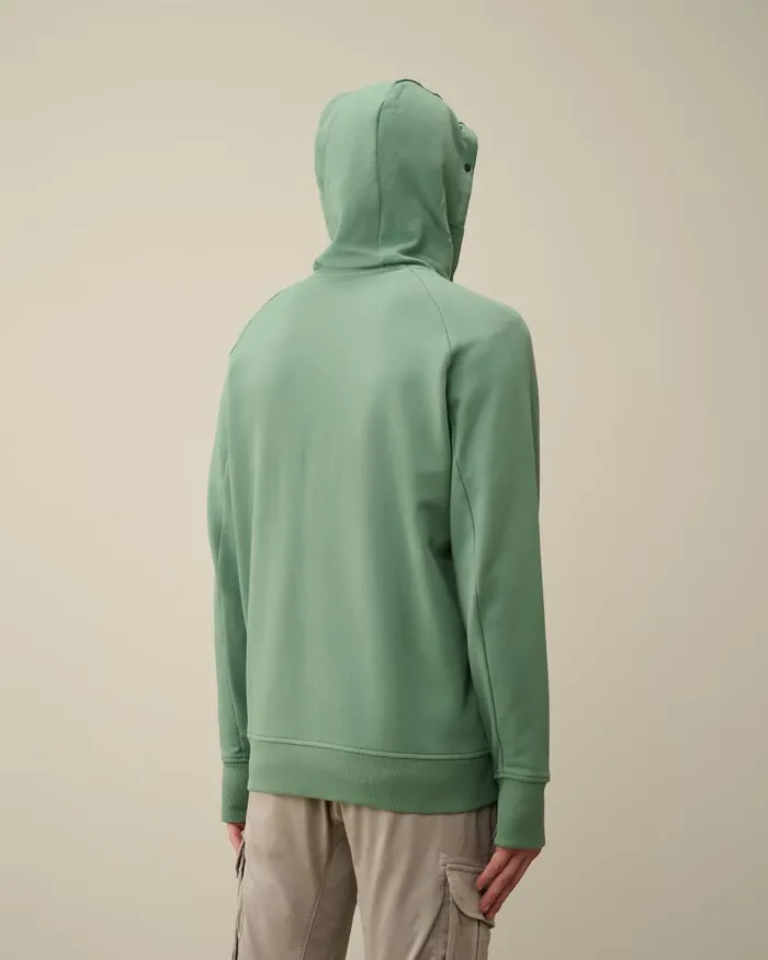 Man Diagonal Raised Fleece Goggle Zipped Hoodie Green Bay CP Company Sweatshirts
