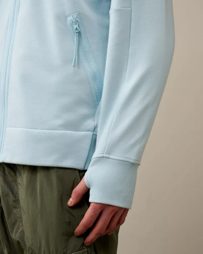 Man Diagonal Raised Fleece Goggle Zipped Hoodie Starlight Blue CP Company Sweatshirts
