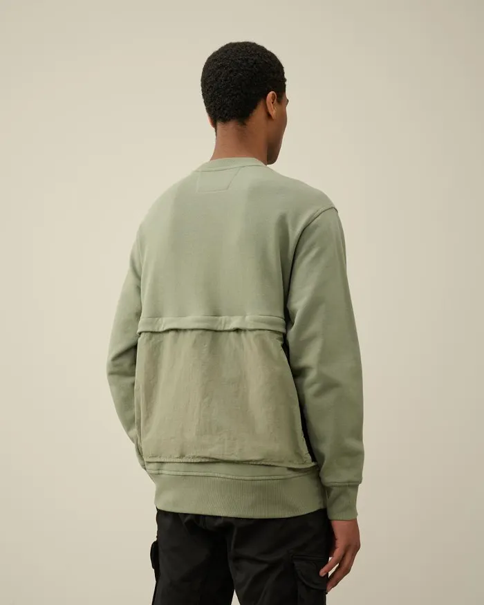 Man Diagonal Raised Fleece Mixed Detachable Sweatshirt Agave Green CP Company Sweatshirts