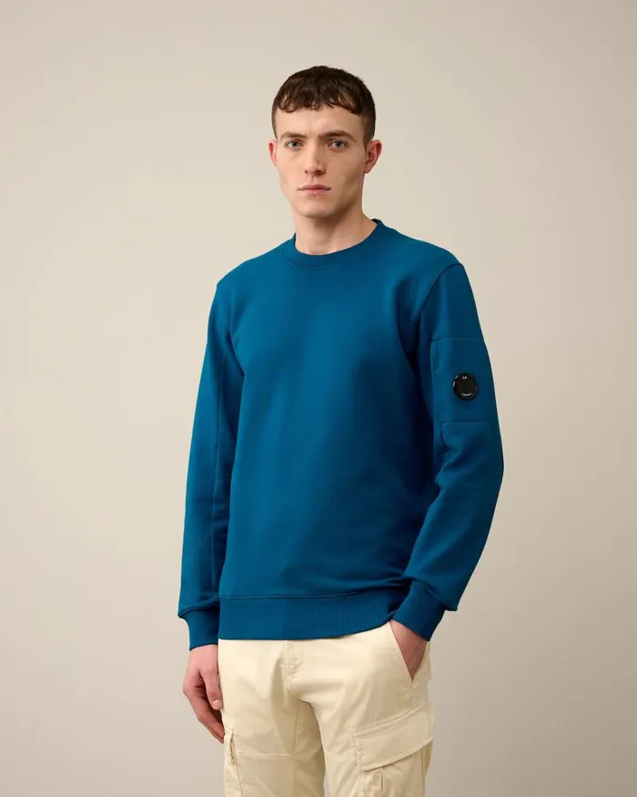 Man Diagonal Raised Fleece Sweatshirt Ink Blue CP Company Sweatshirts