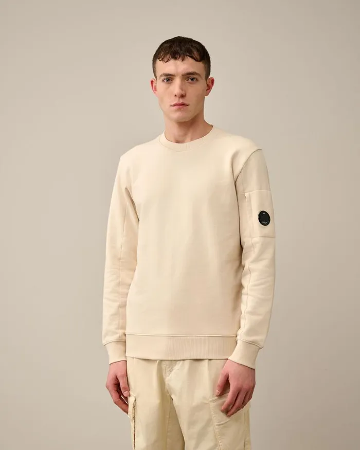 Man Diagonal Raised Fleece Sweatshirt Pistachio Shell 8211 Beige CP Company Sweatshirts