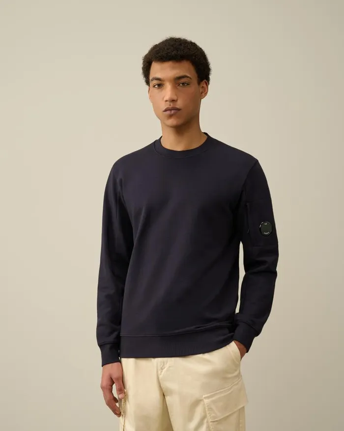 Man Diagonal Raised Fleece Sweatshirt Total Eclipse 8211 Blue CP Company Sweatshirts